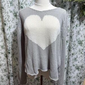 Wooden Ships Heart Sweater Women’s Loose Knit Slouchy Beach